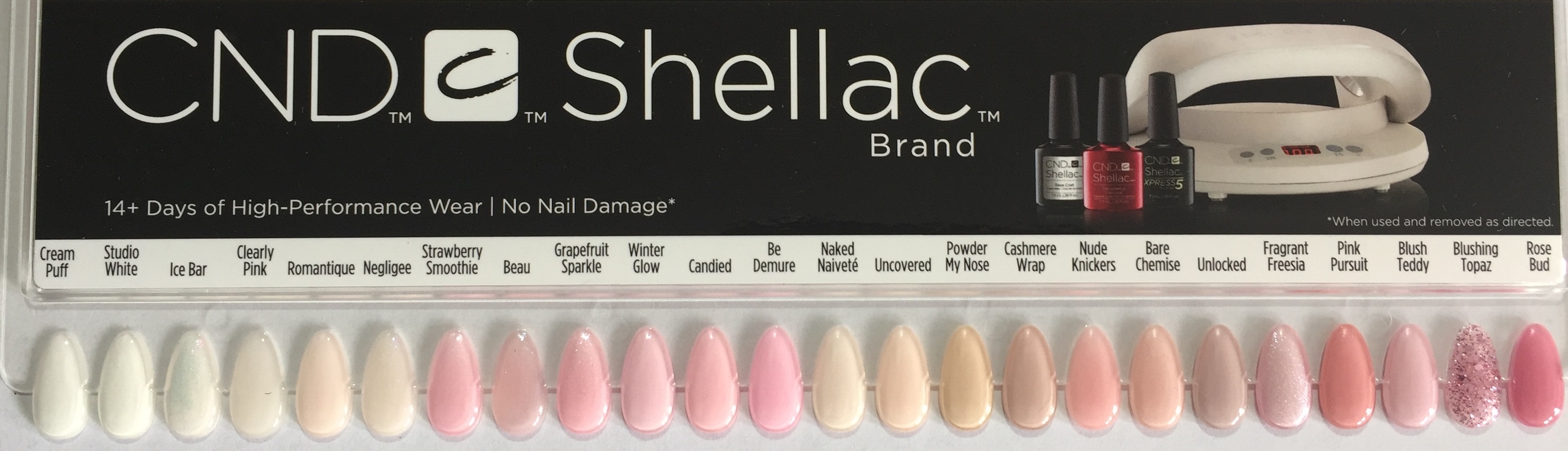 Shellac Nail Tip Colour Chart